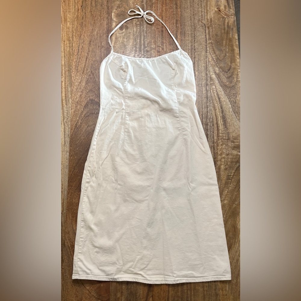 United Colors Of Benetton Womens Halter Dress Sleeveless Back Zip White Size S